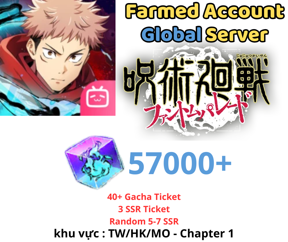 [GLOBAL/TW] 57000+ Cube Jujutsu Kaisen: Phantom Parade Reroll Account